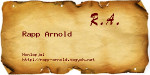 Rapp Arnold névjegykártya