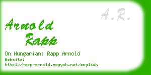 arnold rapp business card